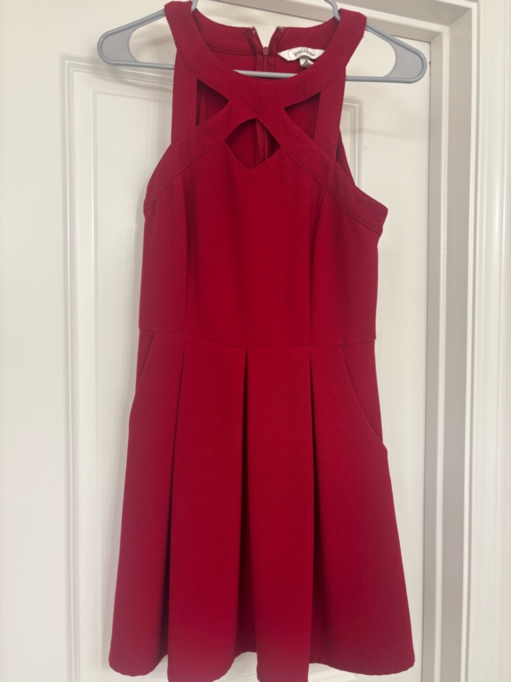 Speechless Red Crisscross Neckline Fit-and-Flare Dress